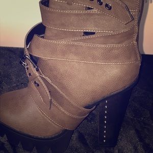 Brown studded heel boots size 9